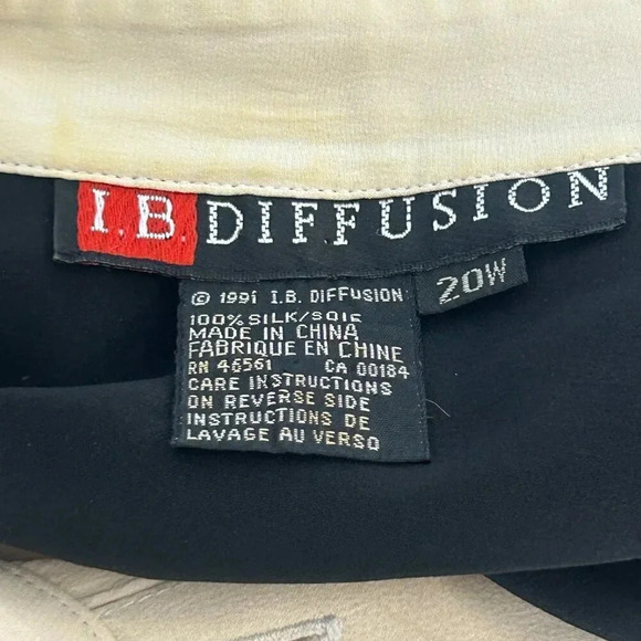 IB Diffusion Vintage 80s Colorblock 100% Silk BlouseSize 20W - Picture 2 of 9